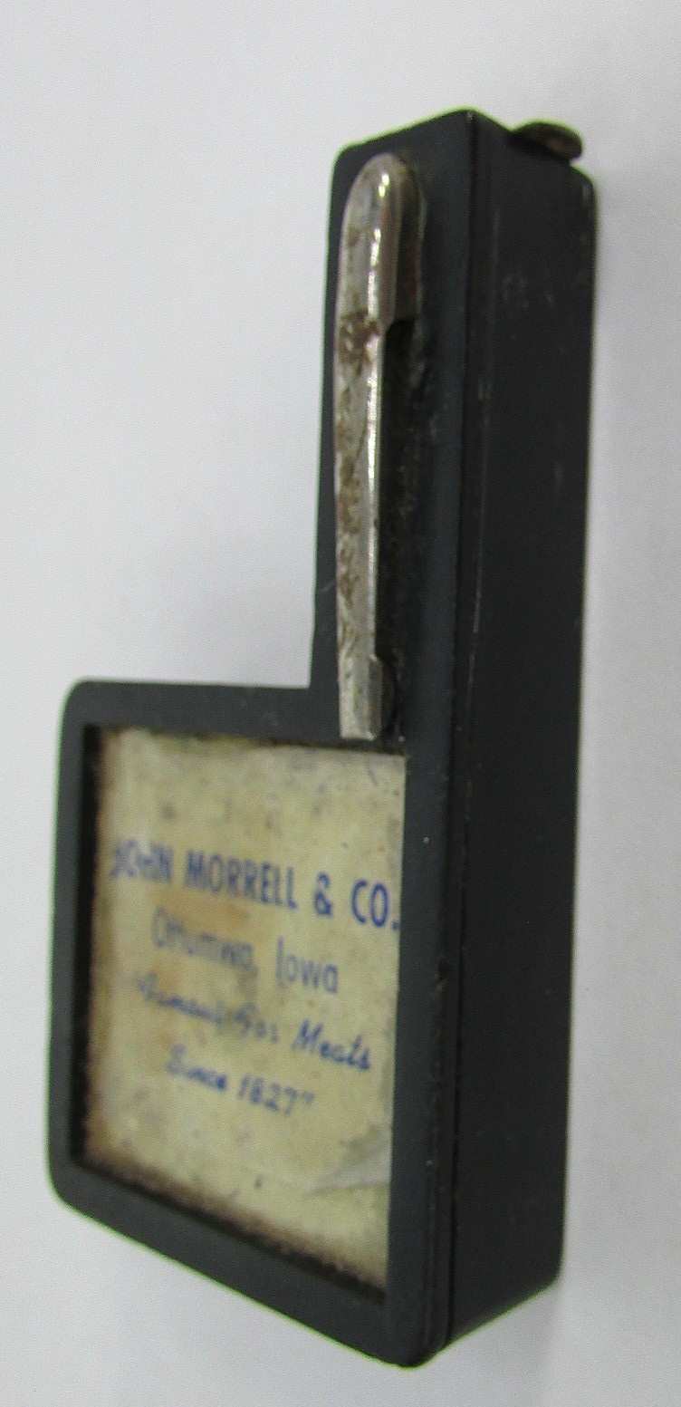 Antique JOHN MORREL3 & Co Tape Measure Pocket Clip Ottuma Iowa Famous Meats READ