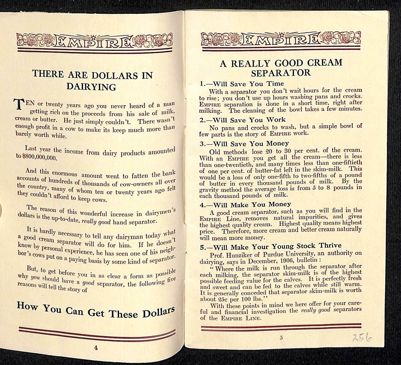 Scarce Empire Line of Cream Separators Catalog 11 Models and Parts 31pp c1910