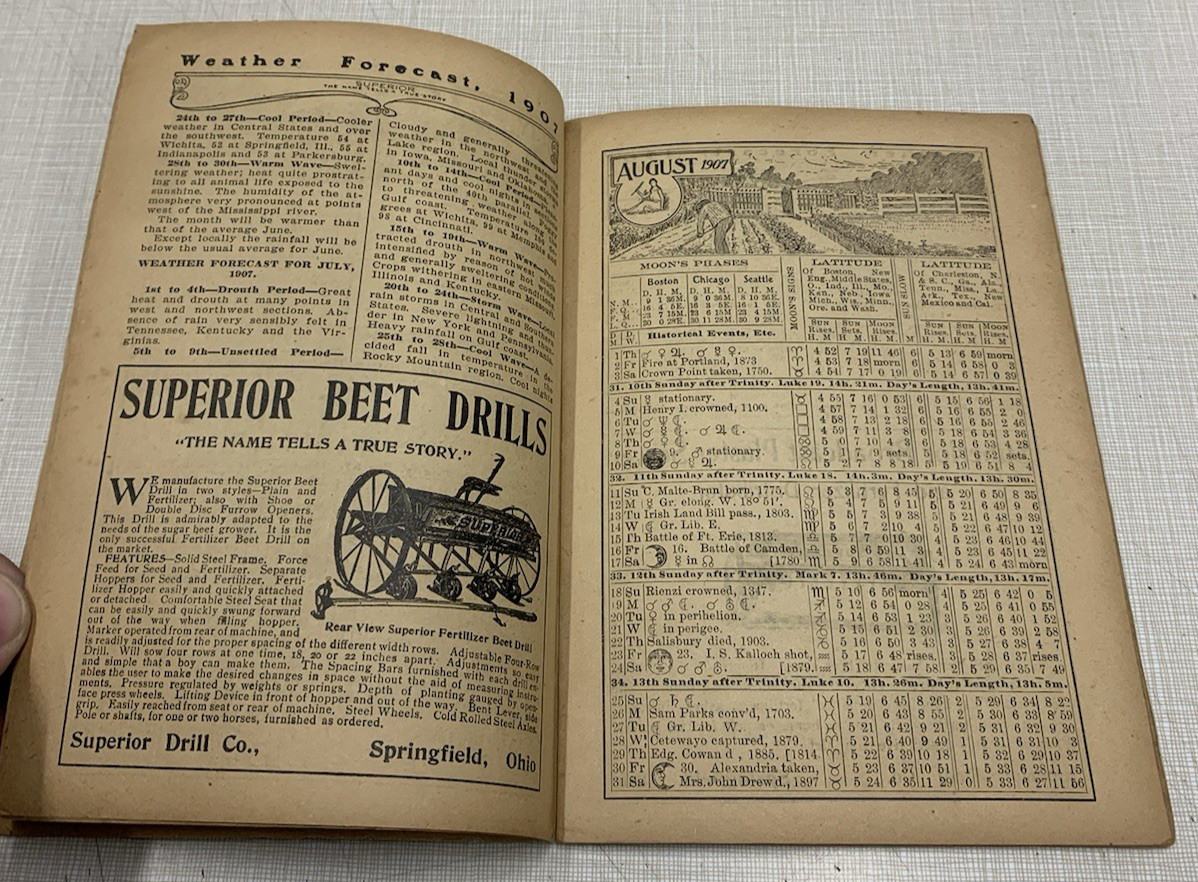 Superior 1907 Almanac Grain Drill American Seeding Co. Springfield Ohio Plows