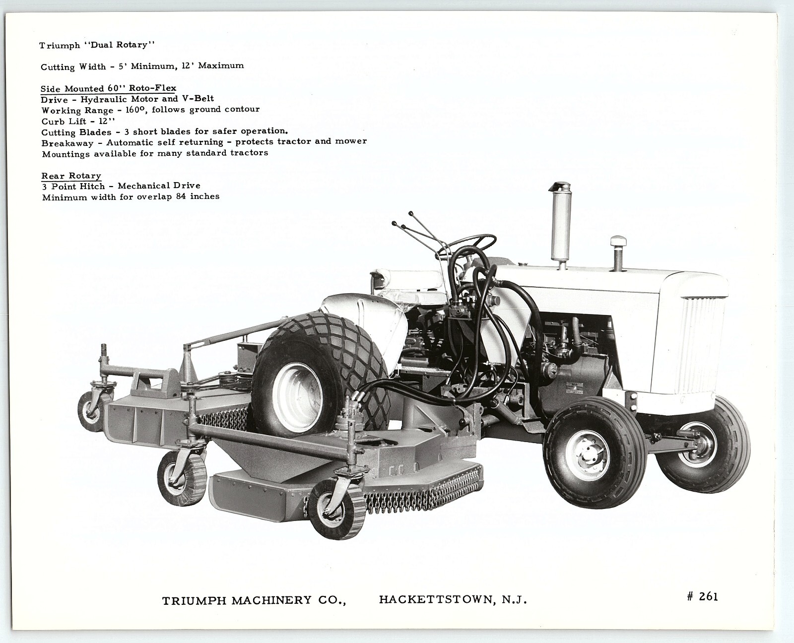 VTG Triumph Machinery 60&Prime; Dual Rotary Mower Promo 8×10 Photo Hackettstown NJ