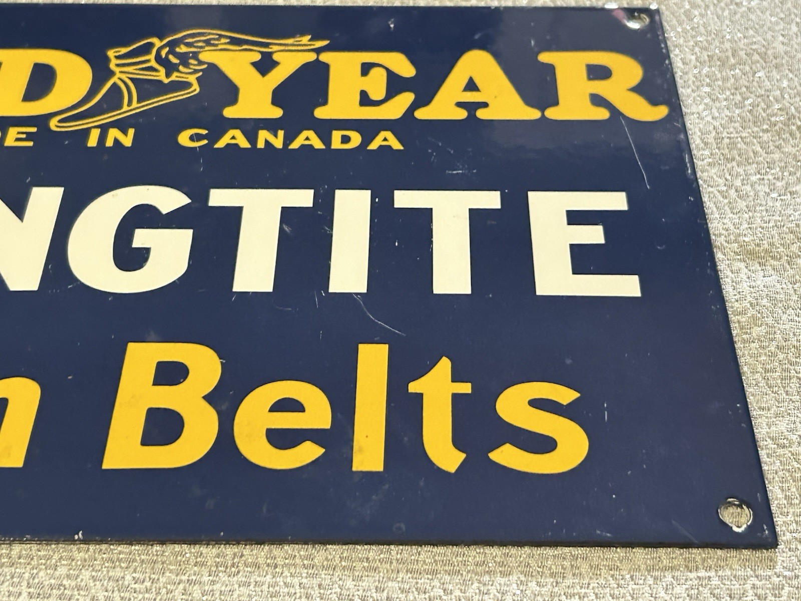 Vintage Porcelain Goodyear Klingtite Farm Belts Metal Sign
