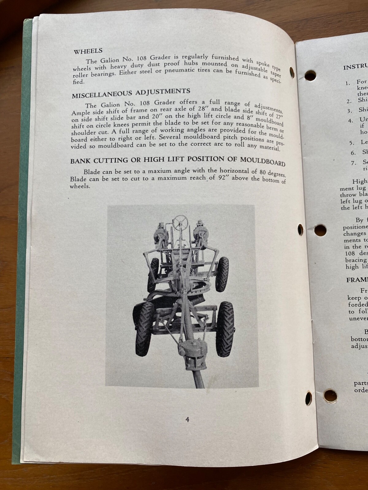 VTG Galion Iron Works Leaning Wheel Grader Instruction Book Parts List EZ Lift