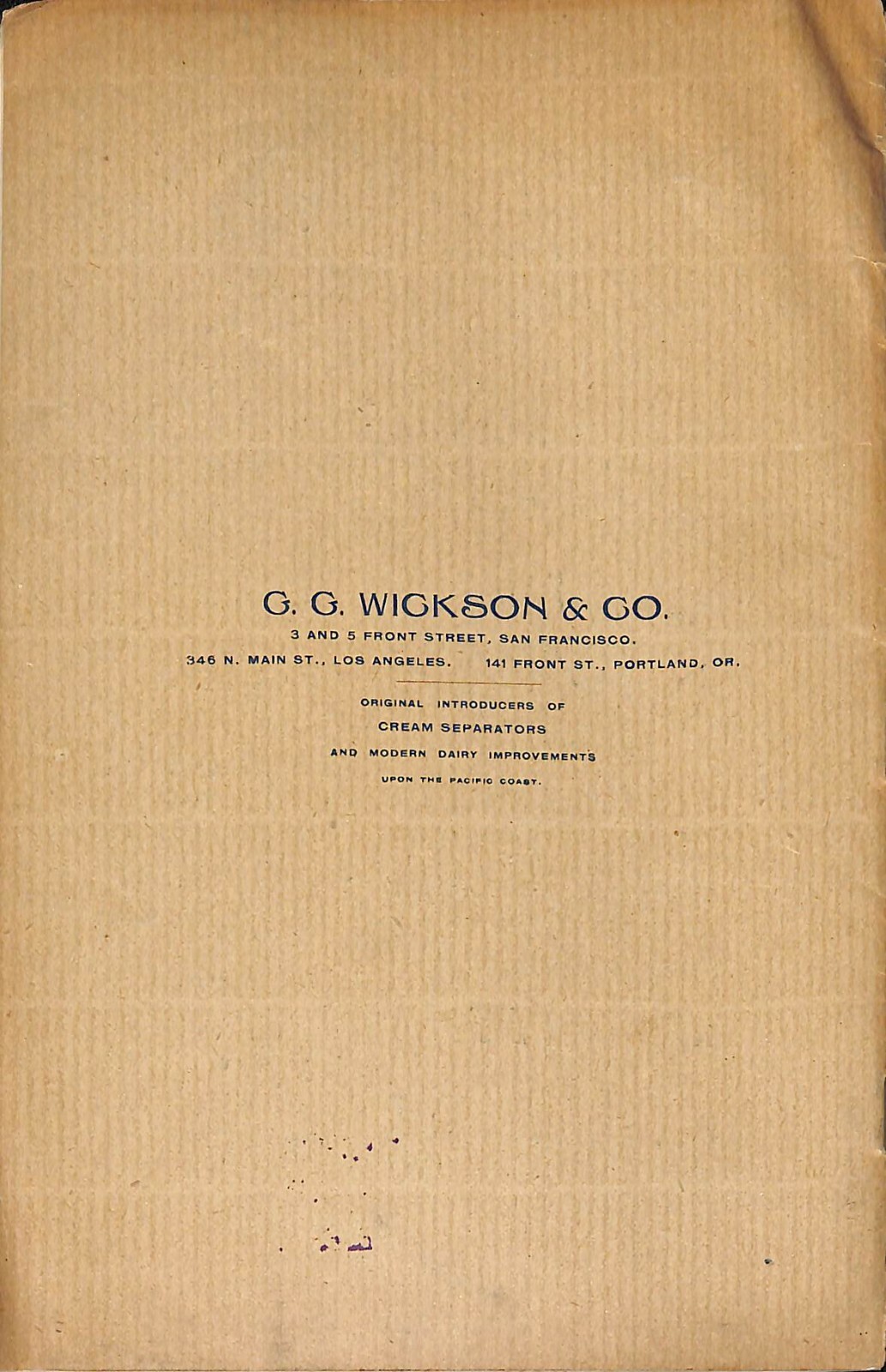 Scarce 1892 « De Laval Cream Separators Catalog » Wickson Los Angeles, CA 16pp VGC