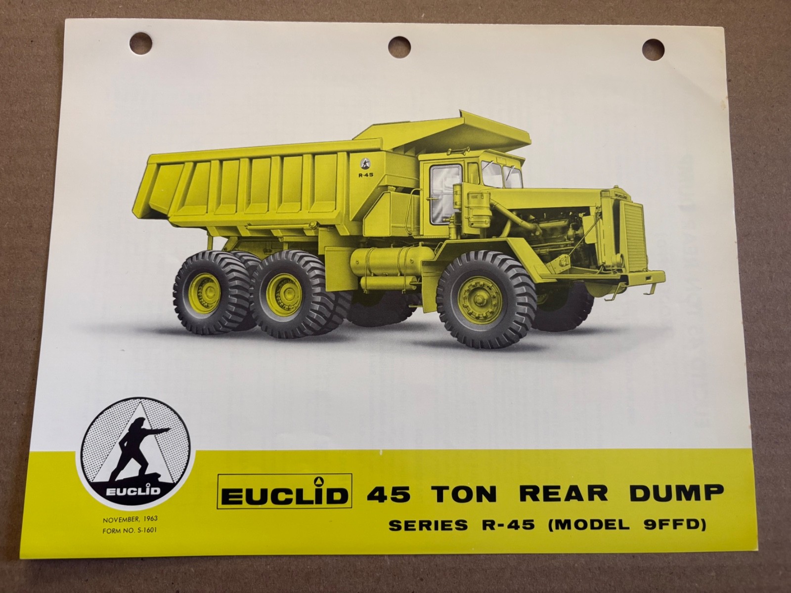 Vintage Euclid R-45 9FFD Dump Truck Specifications Sales Brochure
