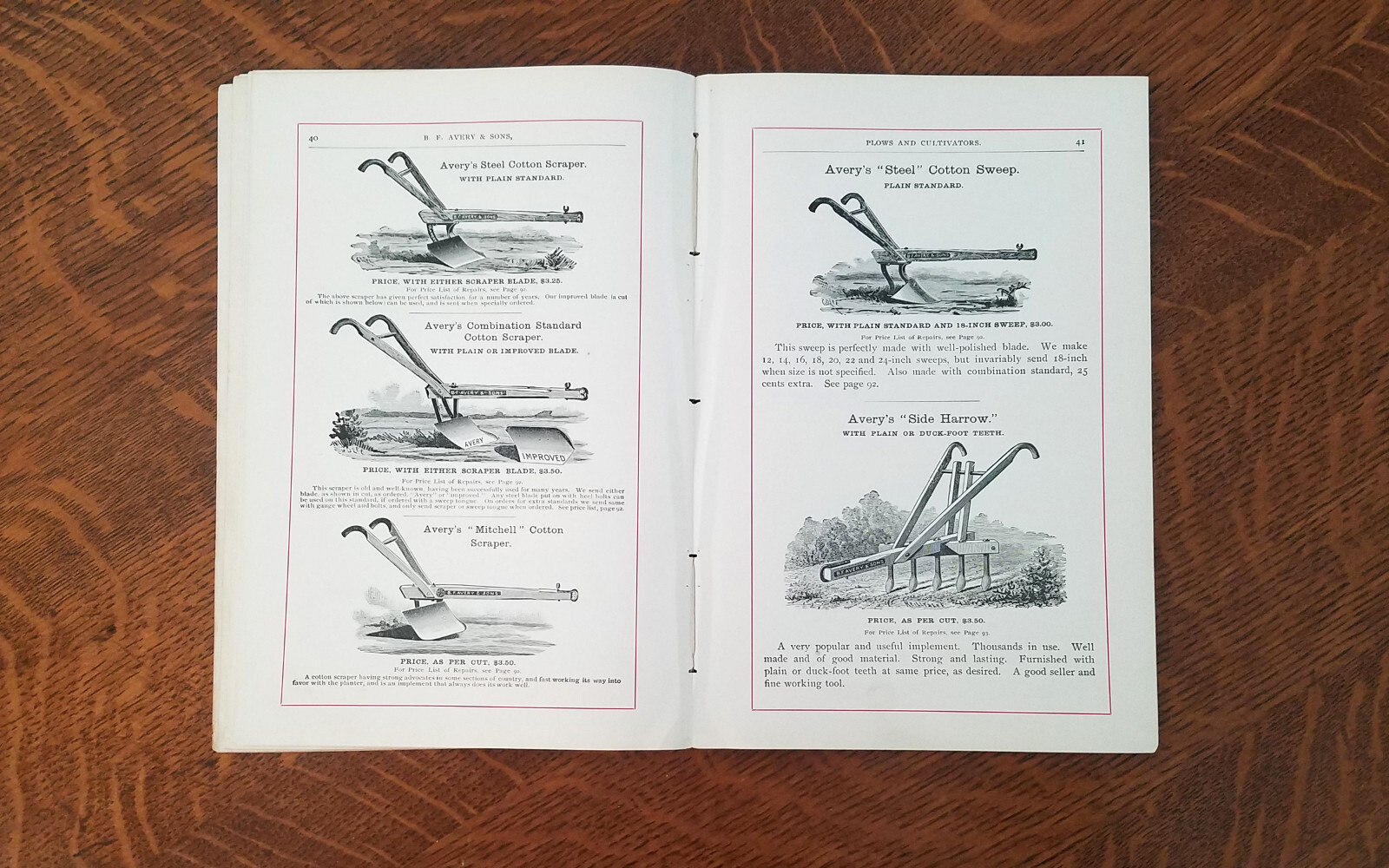 1892 BF Avery Plow Cultivator Farm Garden Catalog Horse Drawn Brochure