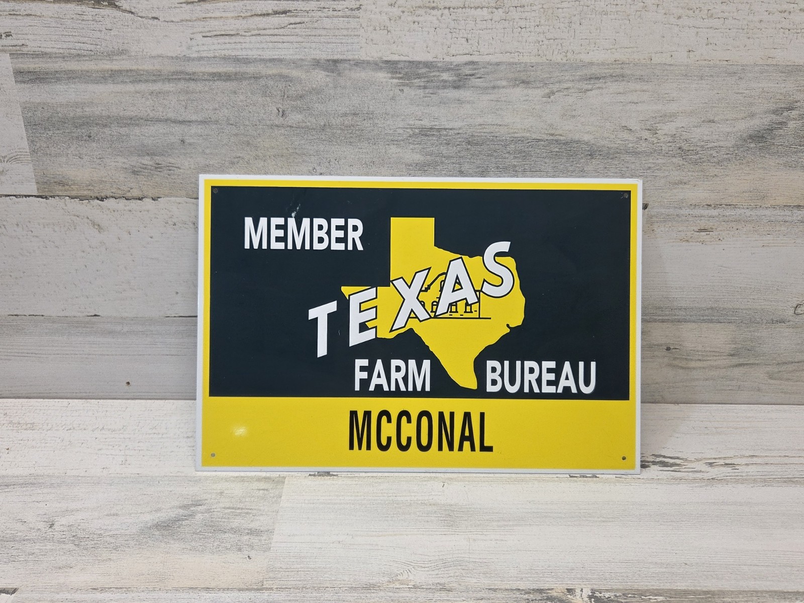Member, Texas, Farm Bureau, Vintage Sign Mcconal