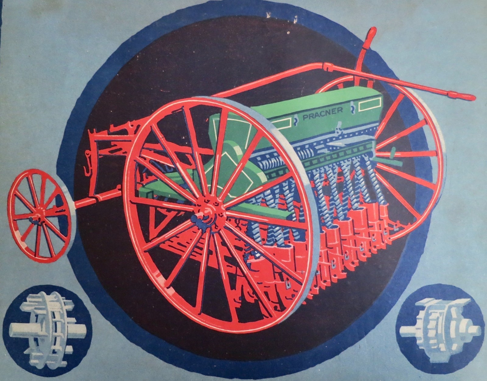 Early 1900s Czech Advertising Poster for Farm Equipment – Pracner Seed Drill