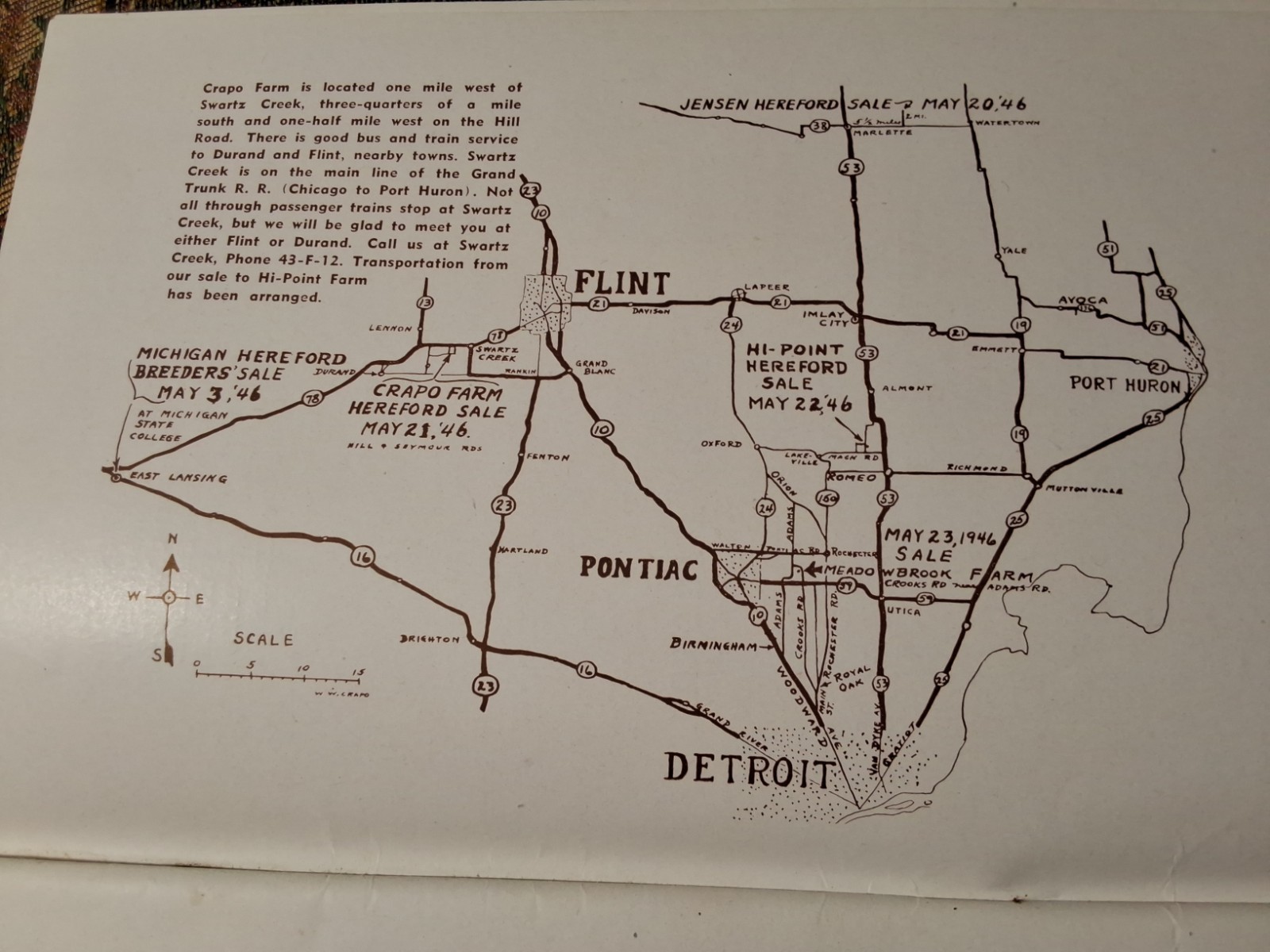 Vintage Crapo Farm Herefords Auction 1946 Sale Catalog Swartz Creek Michigan