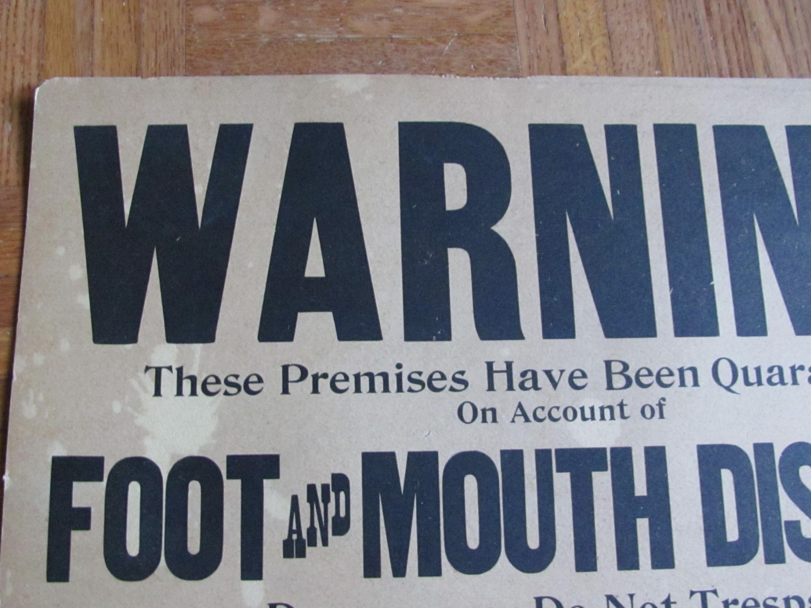 1910&rsquo;S FARM HISTORY CARDBOARD SIGN DR O DYSON STATE VETERINARIAN NO SHIPPING