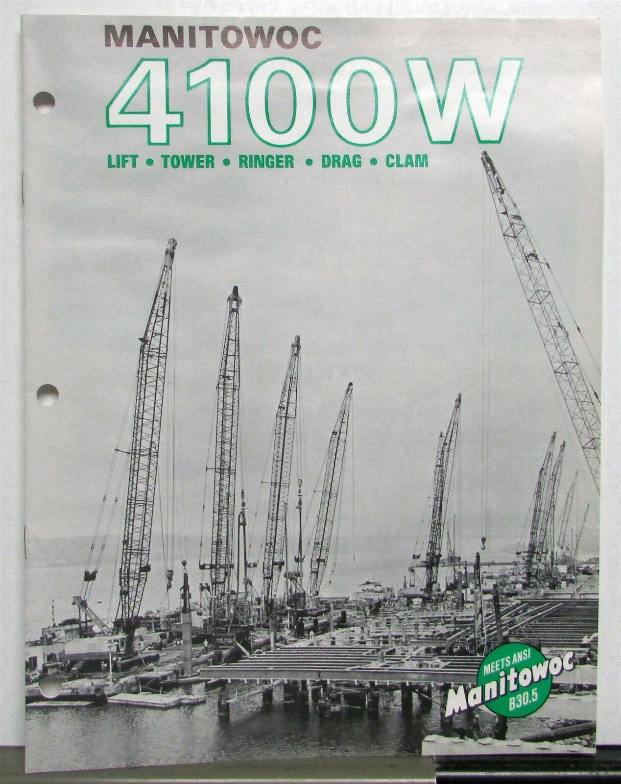 1974 Manitowoc 4100W Lift Tower Ringer Drag Clam Specs Construction Brochure