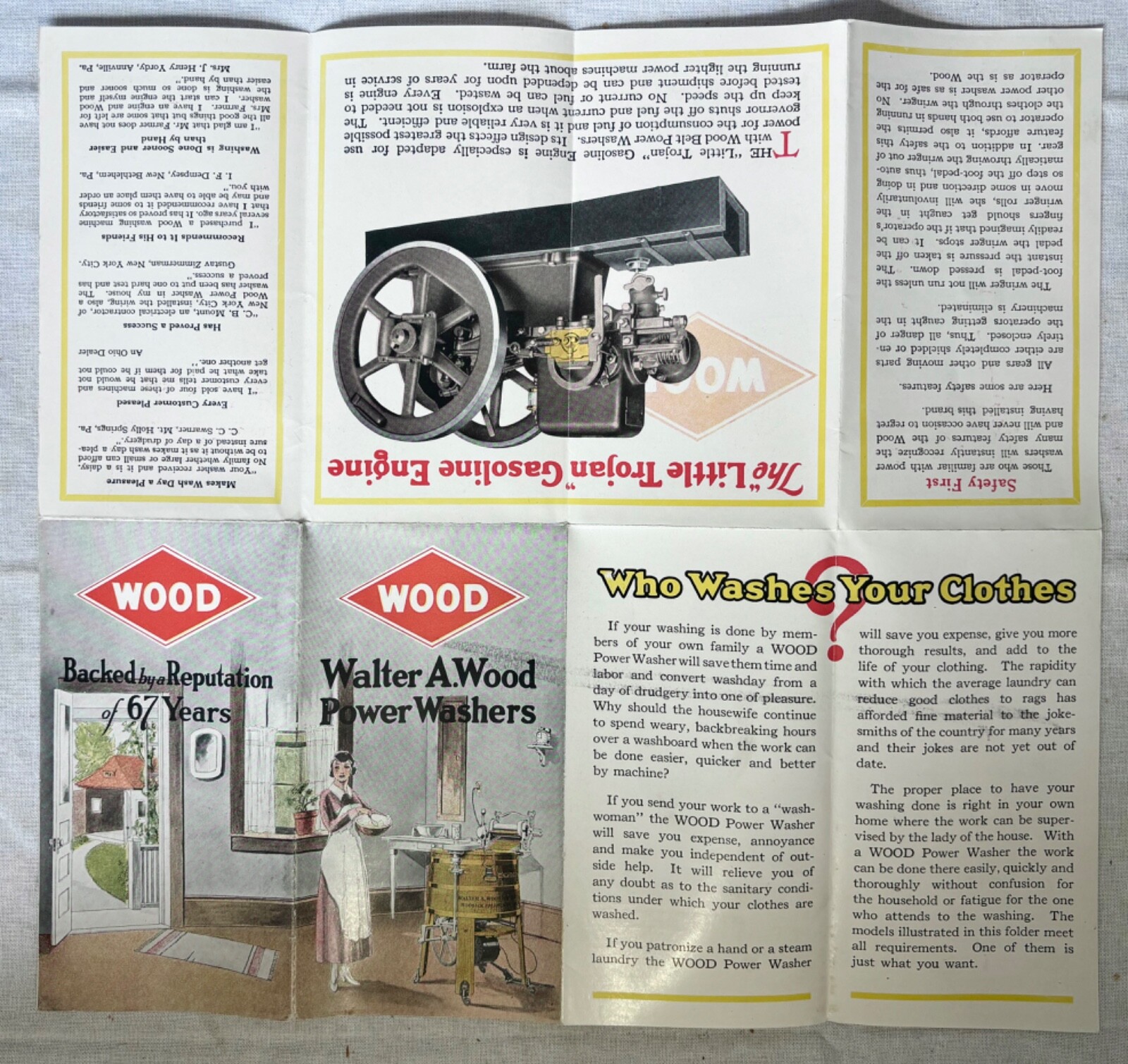 CA 1930 WALTER WOOD FLYER POWER WASHERS GAS ENGINE HOOSICK FALLS NY MACHINE