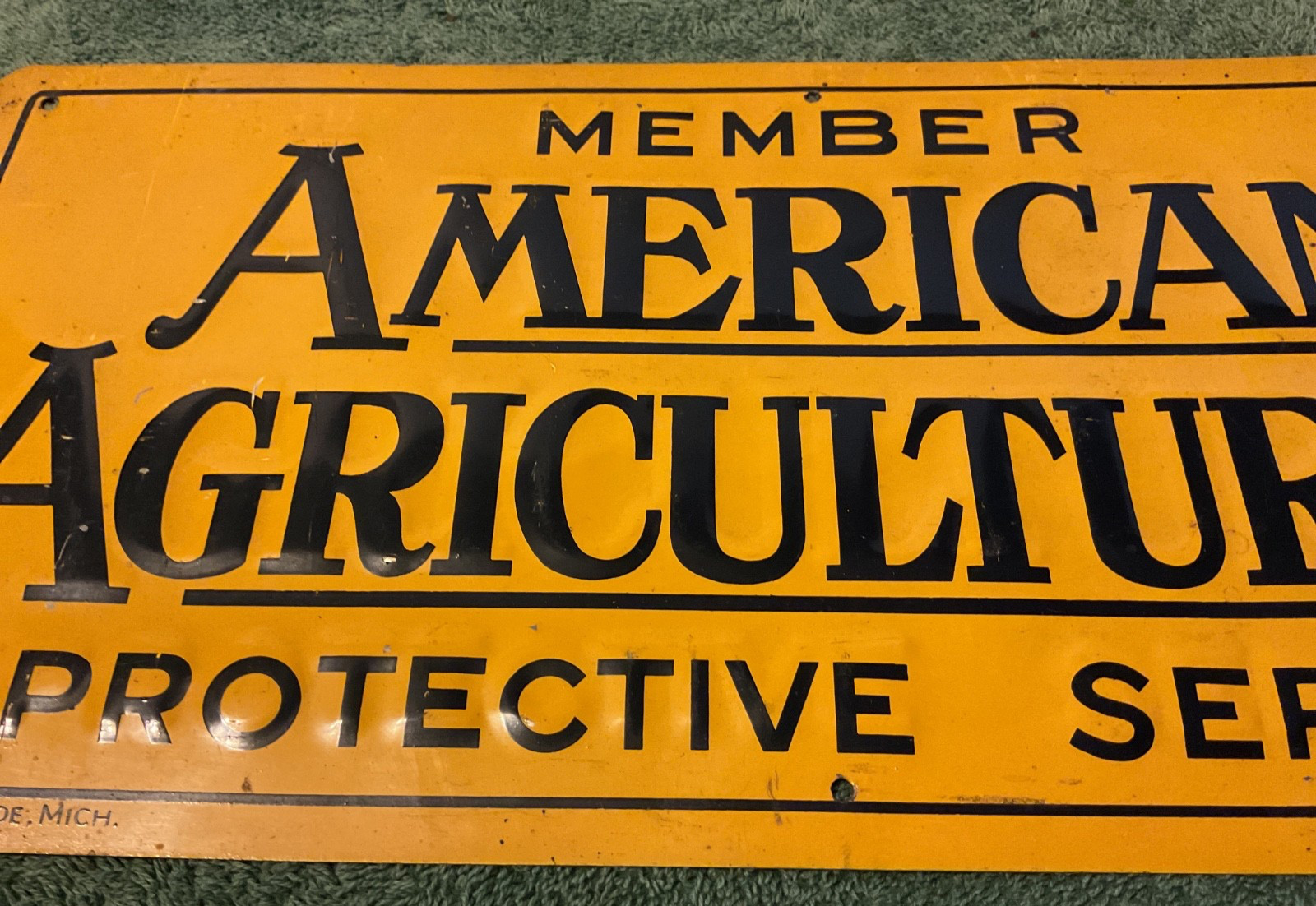 Vtg American Agriculturist Member Protective Service Sign Bradco St. Joe Mich