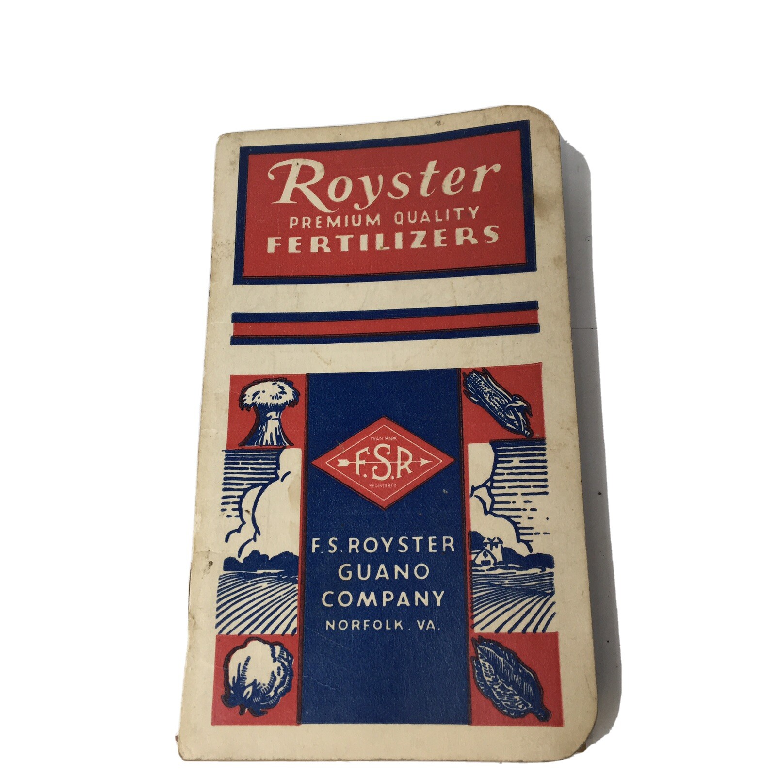 1940 F.S. Royster Guano Co. Fertilizer Advertising Pocket Memo Book Norfolk, VA