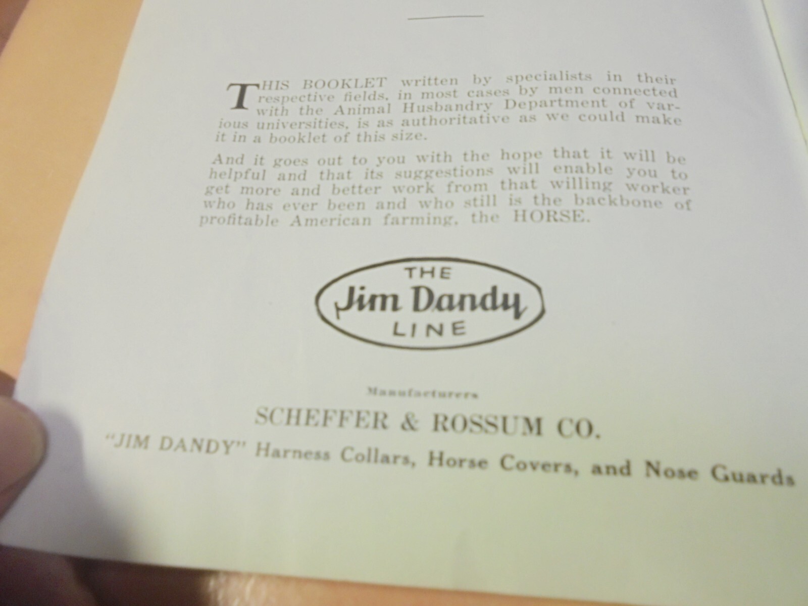 Vintage Booklet You can make more money with horse and mules The Jim Dandy Line