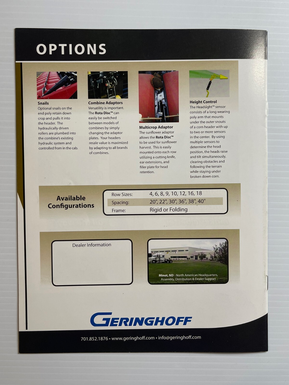 Geringhoff Rota-Disc Headers Sales Brochure *2010s* (Showroom Sales Booklet)
