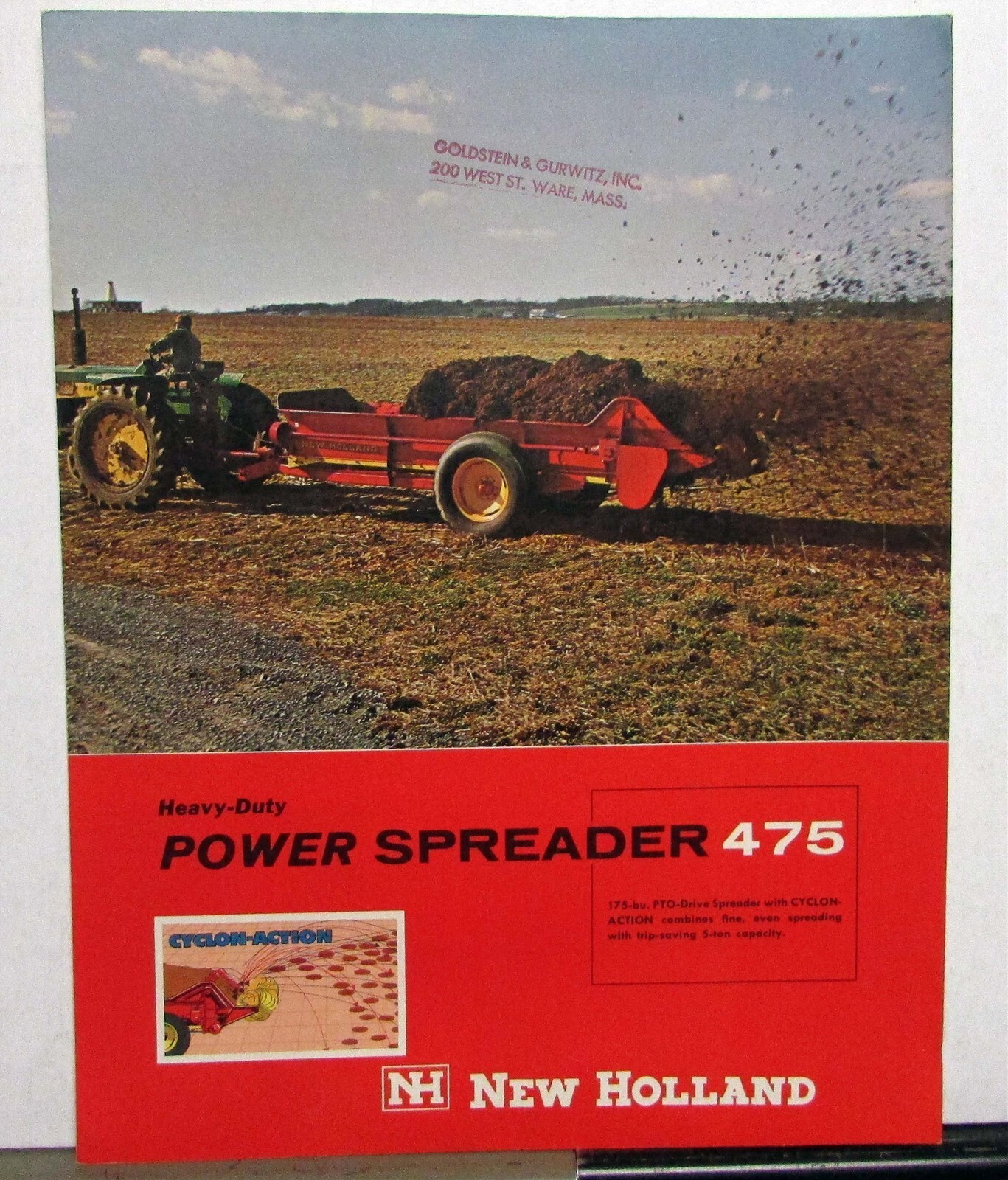 1962 New Holland Power Spreader 475 Specifications Agricultural Sales Tri-Folder