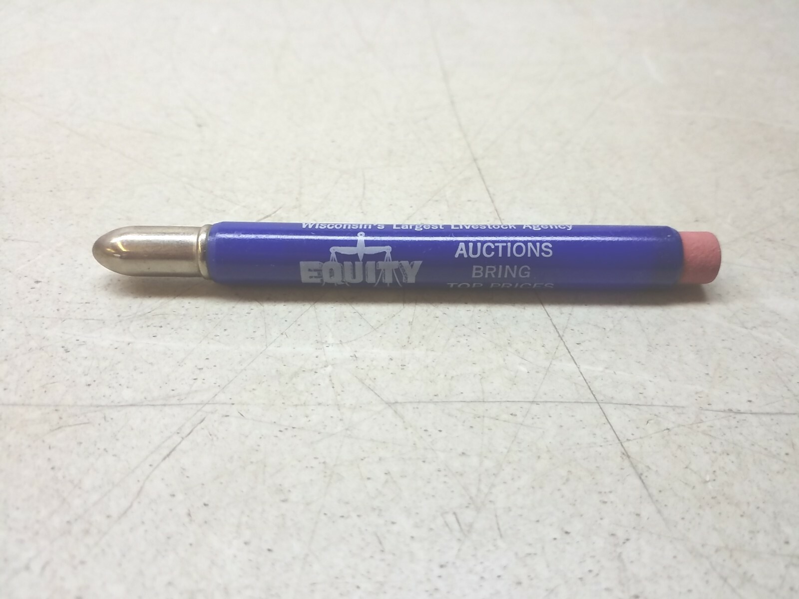 Equity Cooperative Livestock Sales Baraboo Wisconsin Vtg Ag Ad Bullet Pencil