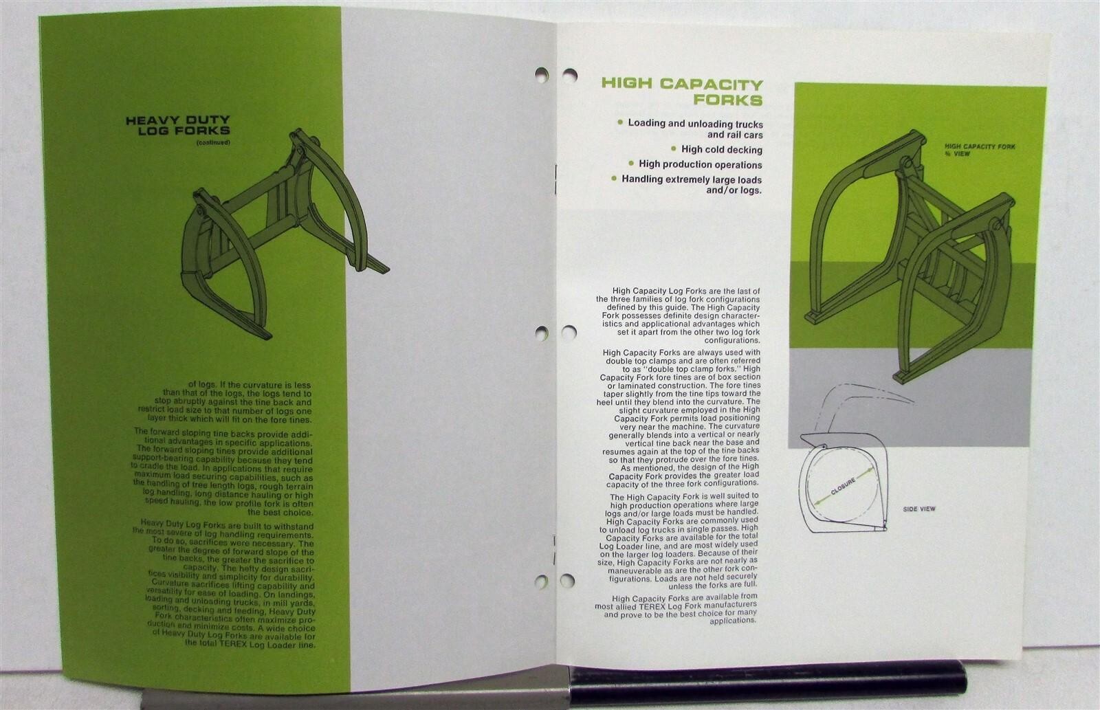 1973 Terex Log Fork Selection Guide Construction Sales Brochure