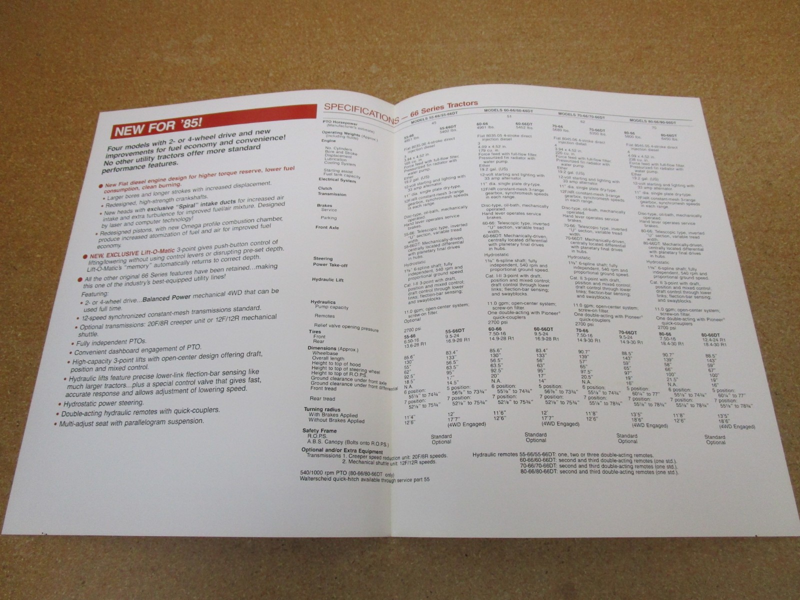 1985 HESSTON 66 Utility tractor sales brochure 4pg ORIGINAL farm 80-66 70-66