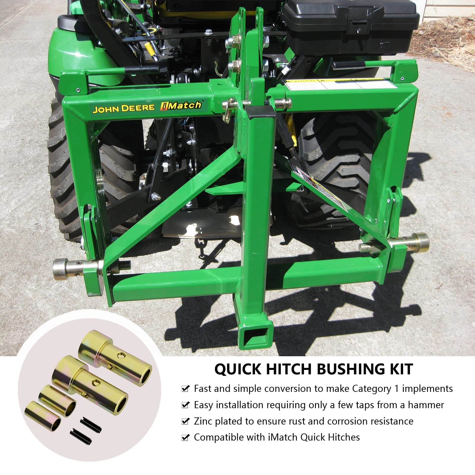 Quick Hitch Bushings Kit – Compatible with Category 1 Tractors John Deere