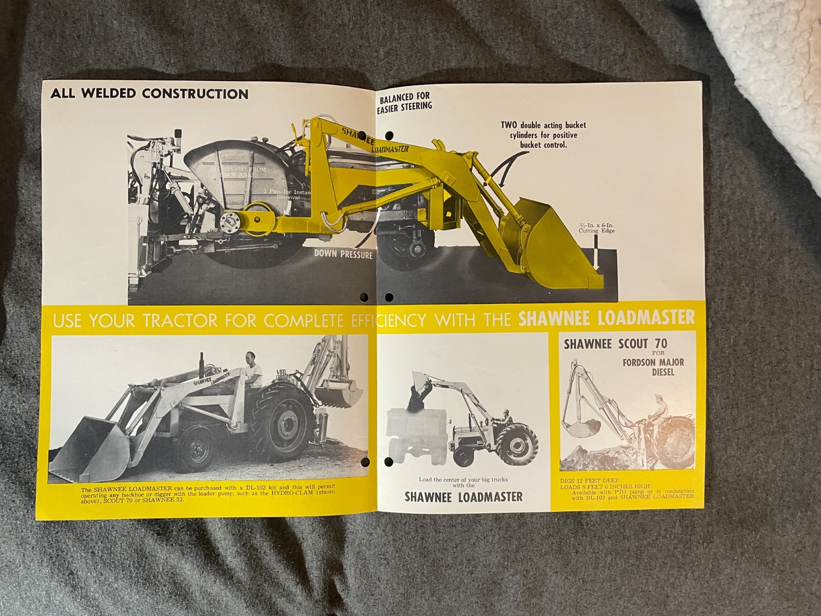 1950&rsquo;s Shawnee Loadmaster Double Bucket Cylinder Tractor Brochure Vintage