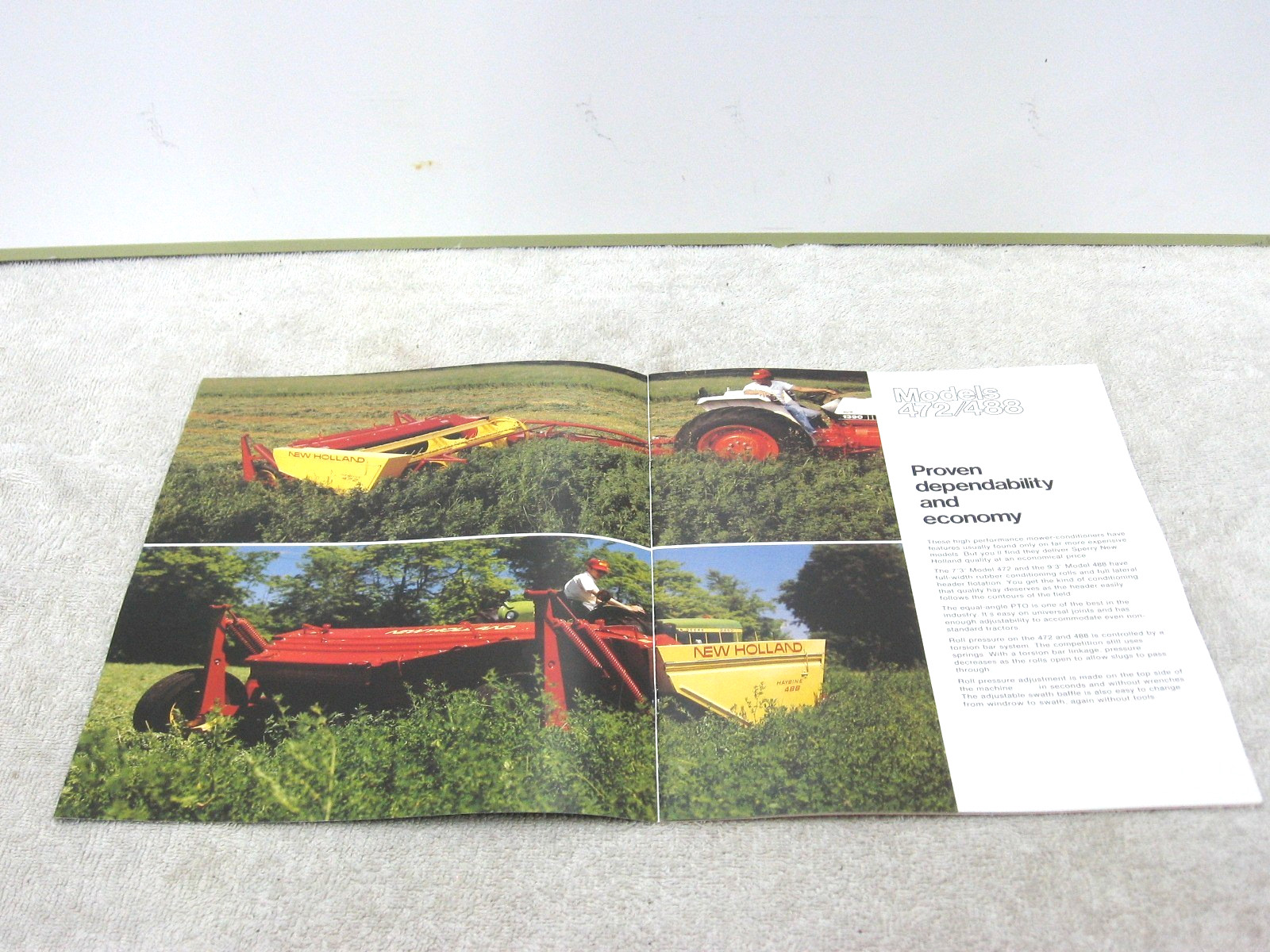 VINTAGE 1985 NEW HOLLAND TRACTOR HAYBINE CONDITIONER BROCHURE 472 474 488 489