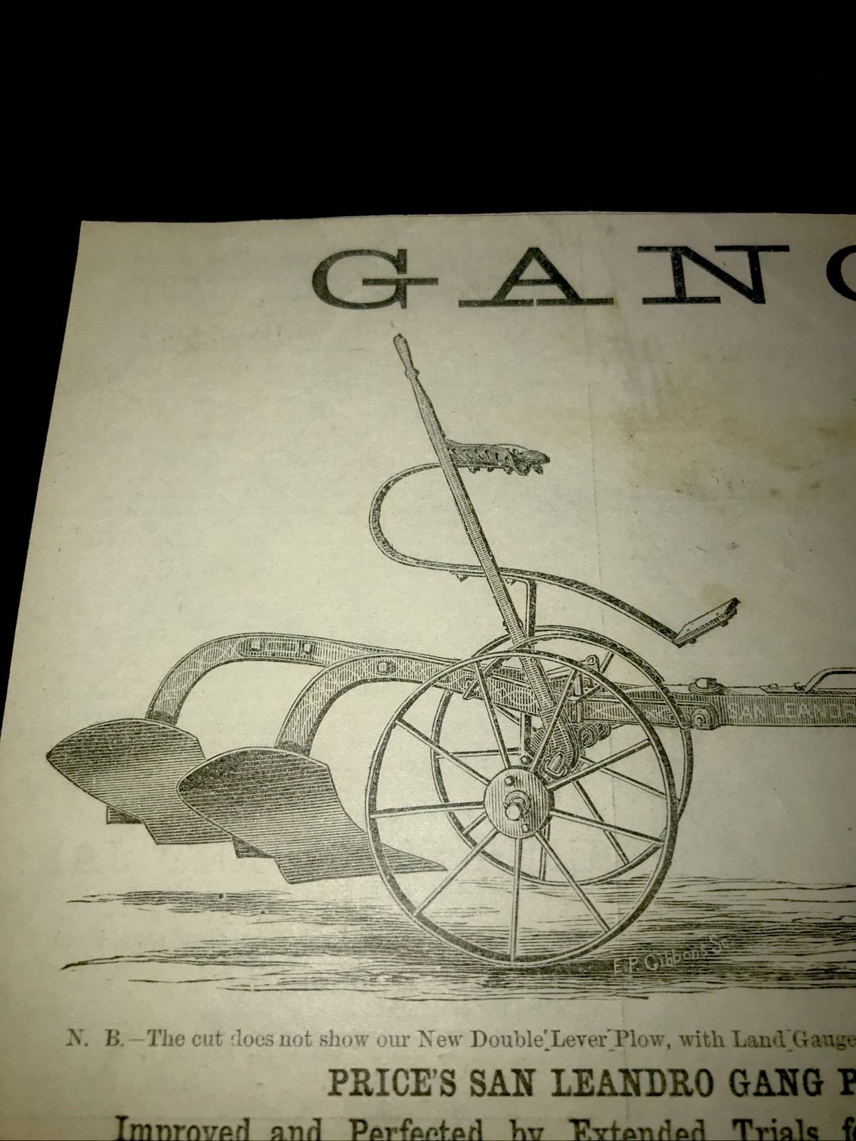 1883 San Leandro Gang Plow Farm Advertising – San Francisco – California 7×9