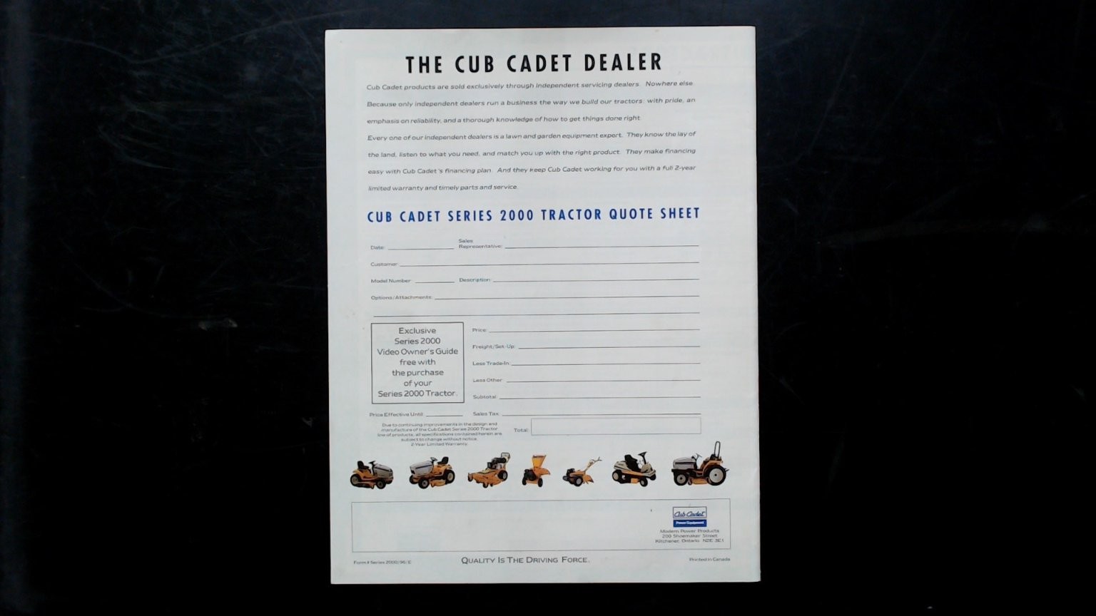 Cub Cadet Series 2000 Tractors Vintage Brochure Lawn Mower Tractor