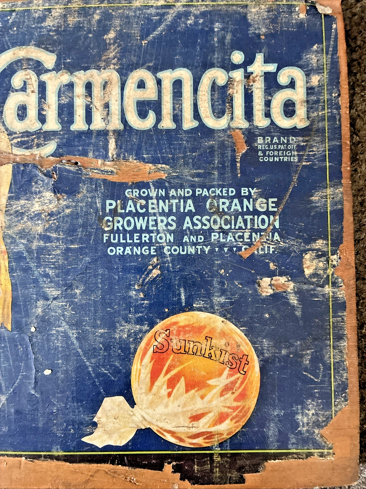 Vintage Wooden Box Ends With Sunkist Advertisement Repurposed For Displays