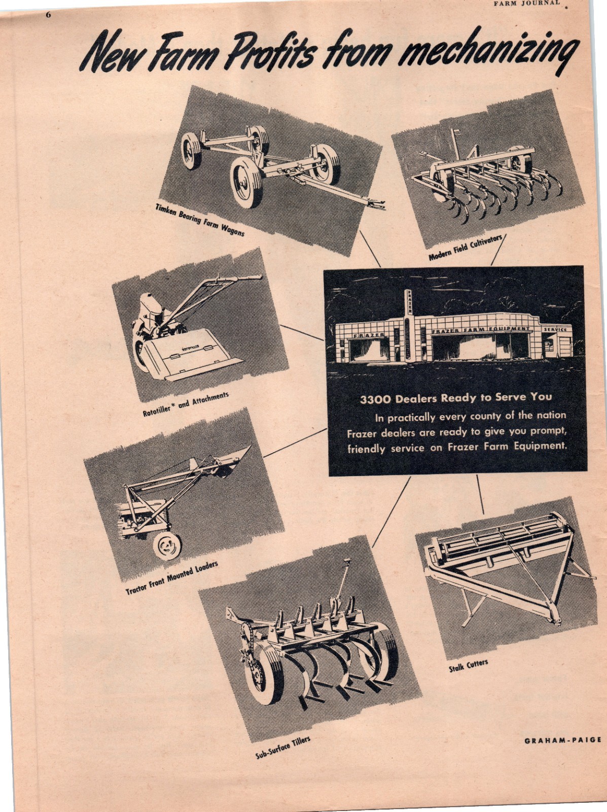 1947 Frazer Farm Equipment Chopper Rototiller Thinner 40&rsquo;s 2-Page Print Ad