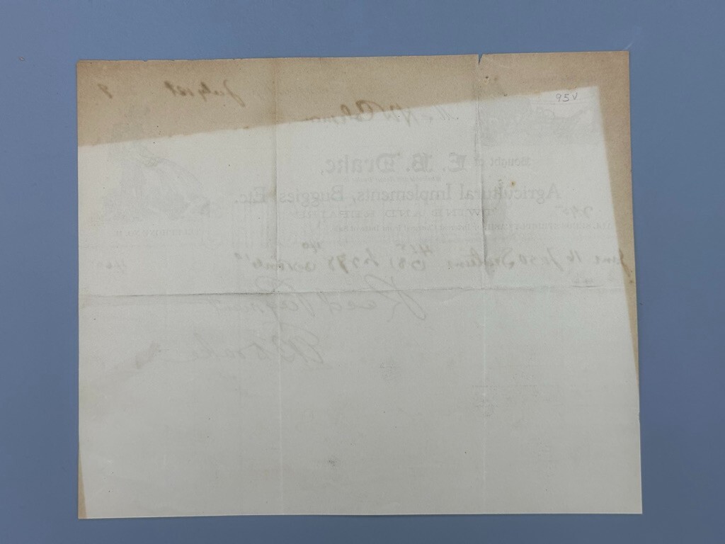 1899 NEW DEPARTURE EB Drake FARM IMPLEMENT Advertise Invoice LEXINGTON KENTUCKY