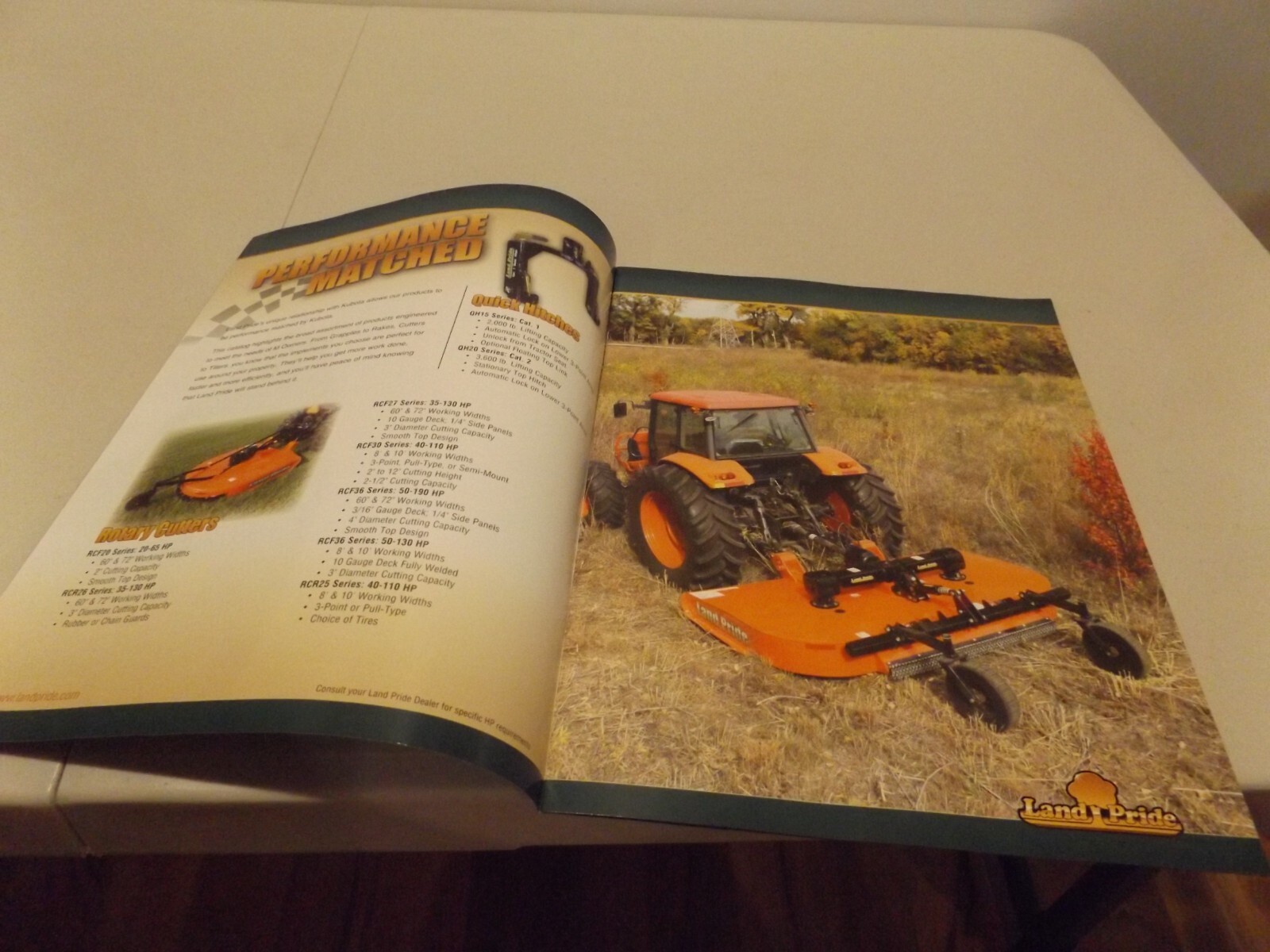 LAND PRIDE M TRACTOR PERFORMANCE MATCHED IMPLEMENTS, 9/1/16