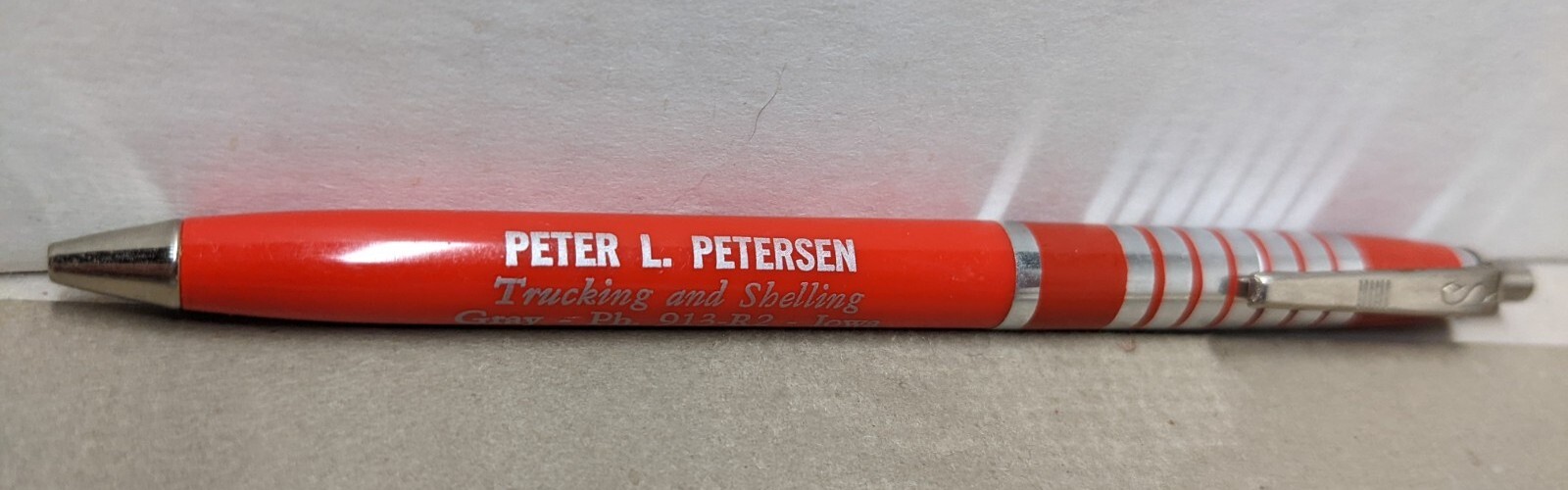 Vintage Peter Petersen Trucking And Shelling Phone 913R2 Gray Iowa IA Pen