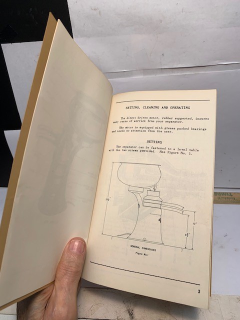 « NICE » 1956 INSTRUCTION MANUAL DE LAVAL No. 9 JUNIOR ELECTRO CREAM SEPARATOR