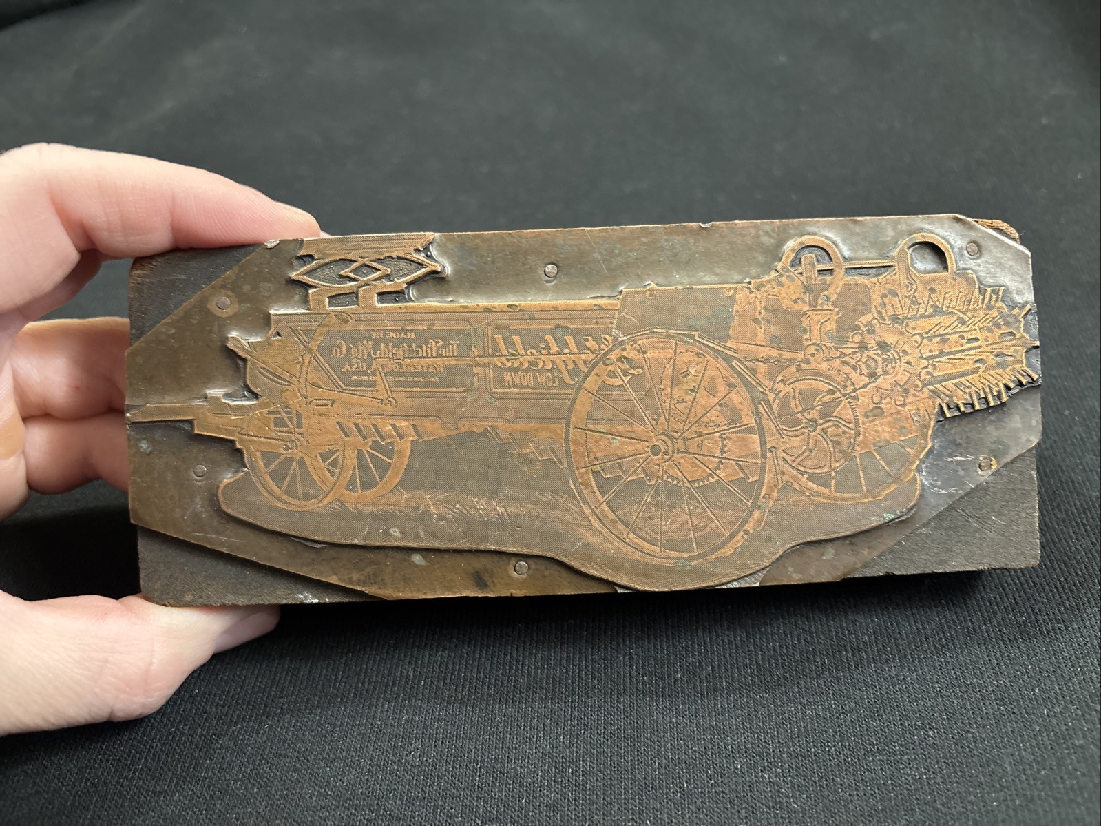Vintage Litchfield Waterloo Iowa Wagon Manure Spreader Implement Print Block
