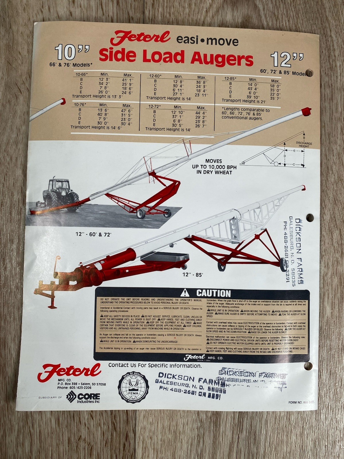Feterl Grain Handling Systems Dealer&rsquo;s Brochure Augers