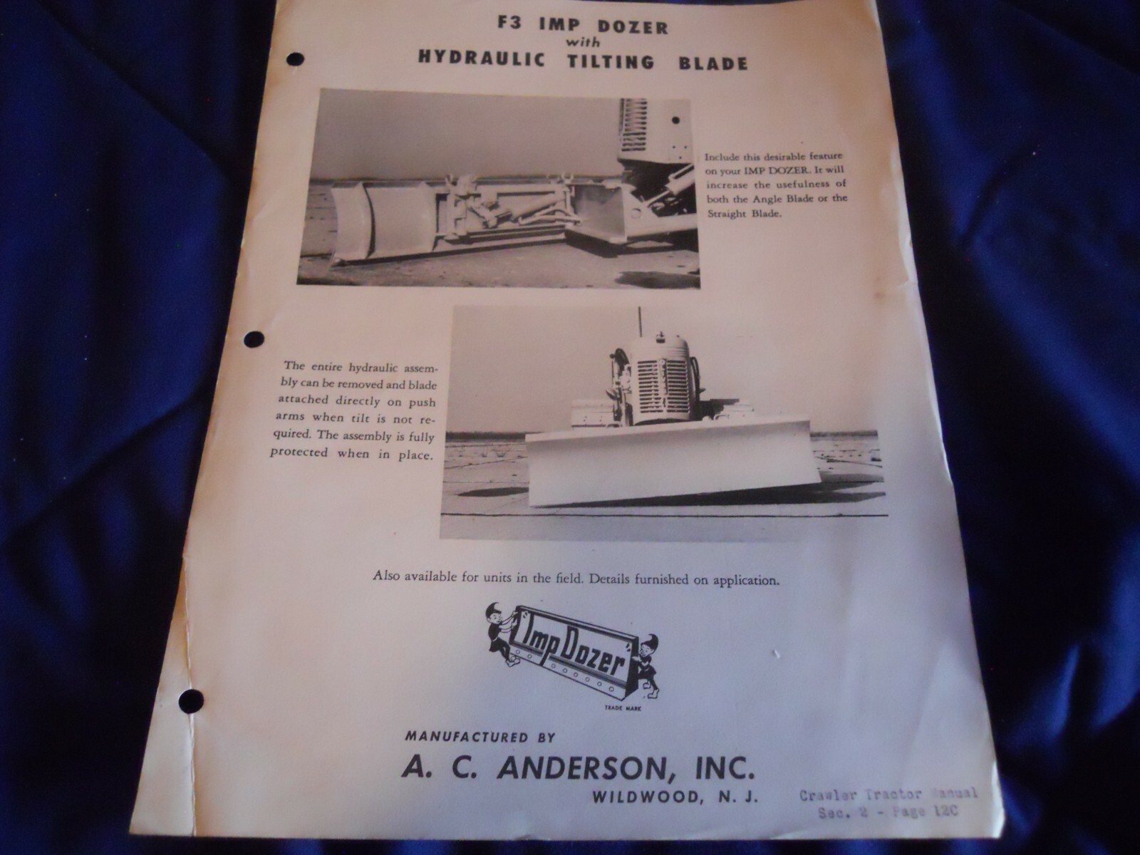 Original Dealer Sales Flyer – F3 Imp Dozer with Hydraulic Tilting Blade
