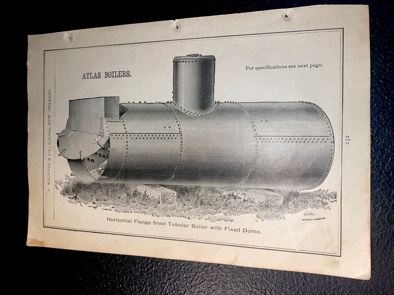 1891 Baldwin – Atlas Boiler – Farm Advertising – New Orleans