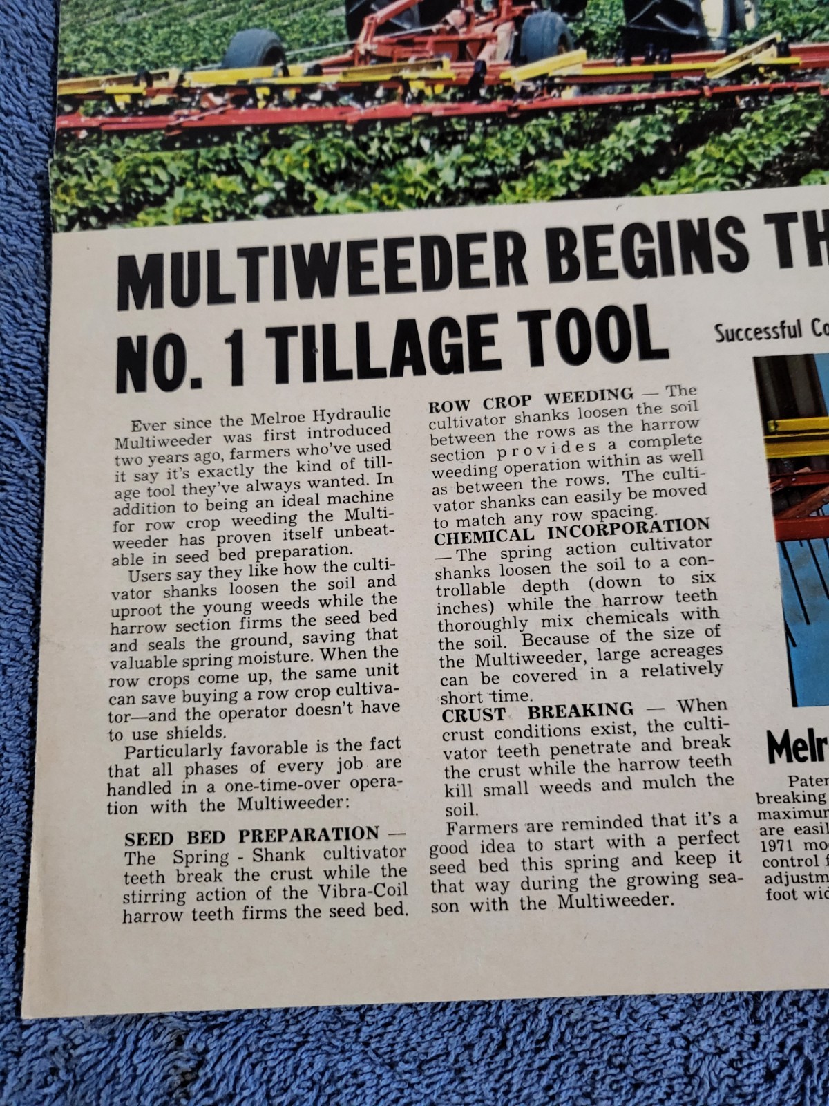1971 Vtg. Flyer MELROE Farm REPORTER Bill Kepple Machinary Co. Albert Lea, MN.