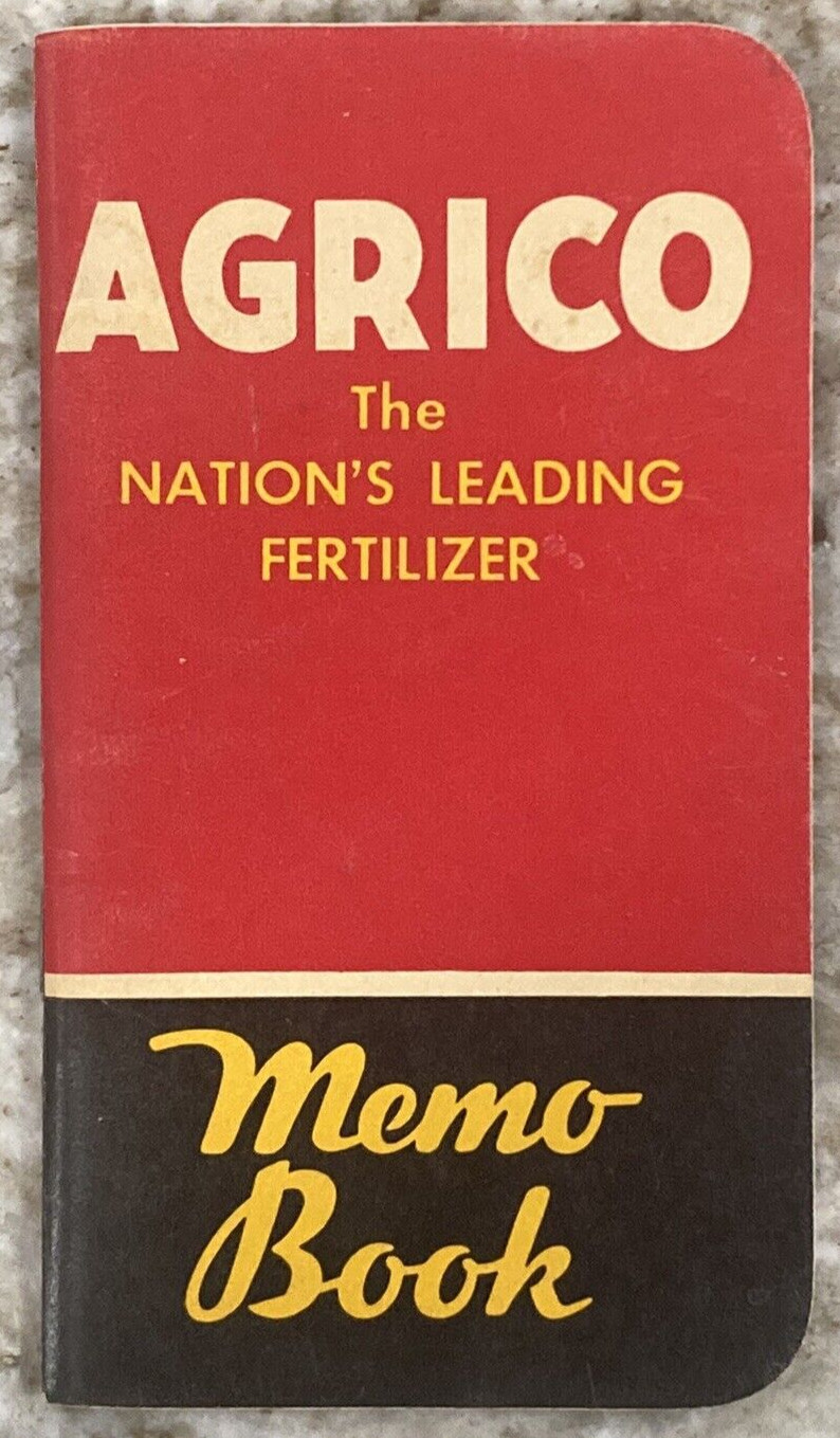 AGRICO Fertilizer Memo Booklet 1950 Agriculture Advertisement Memo Book A995