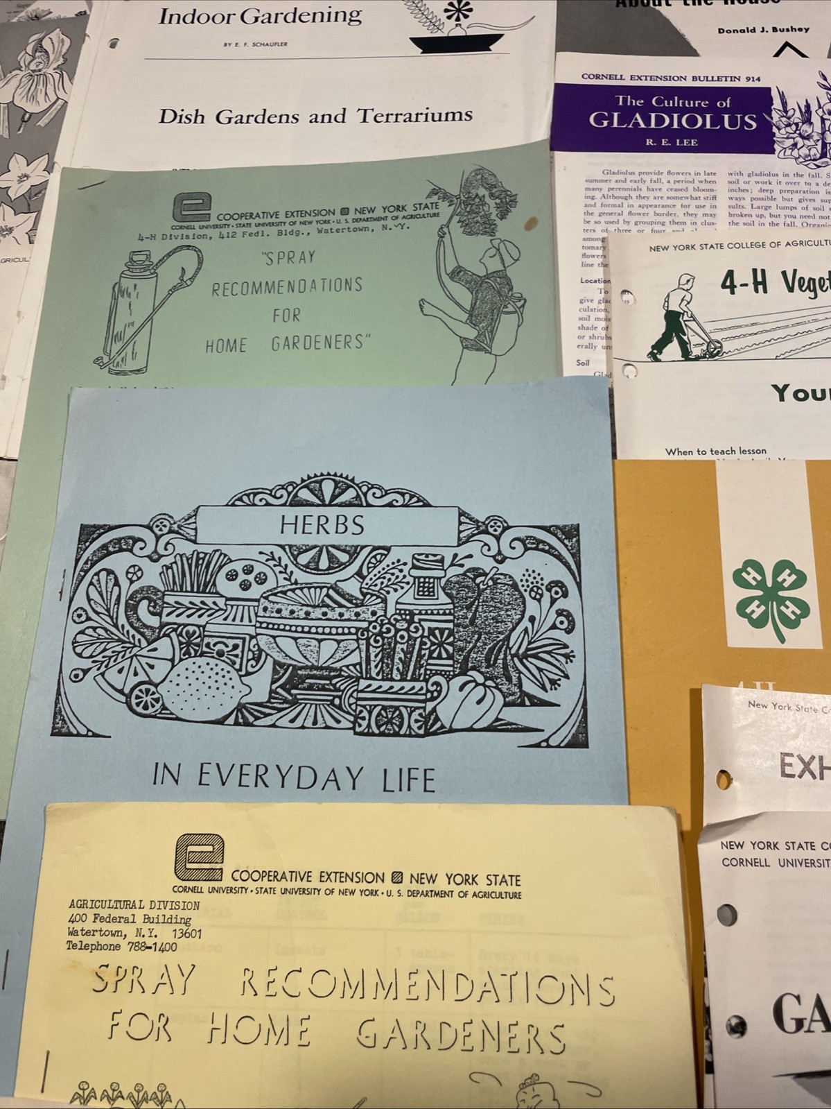 Large Lot Vintage 4H And Cornell Cooperative Extension Gardening Brochures.