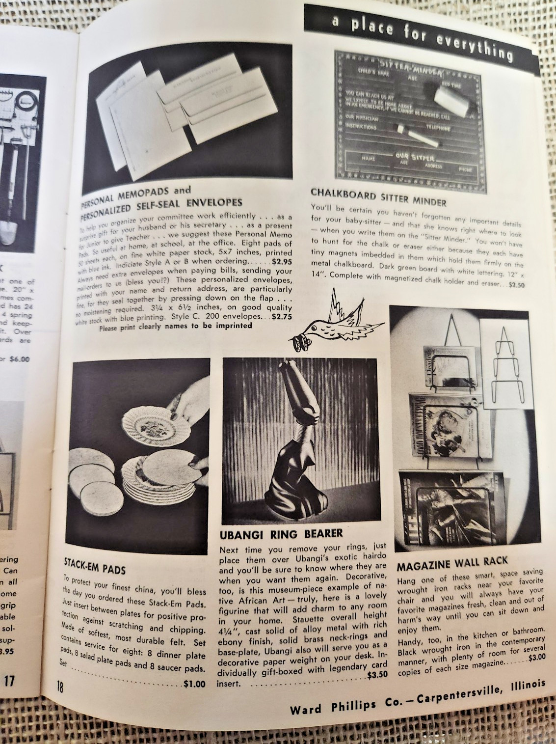 Ward Phillips & Susan Smith 1954 Mail Order Catalog, Carpentersville IL, 24 Page