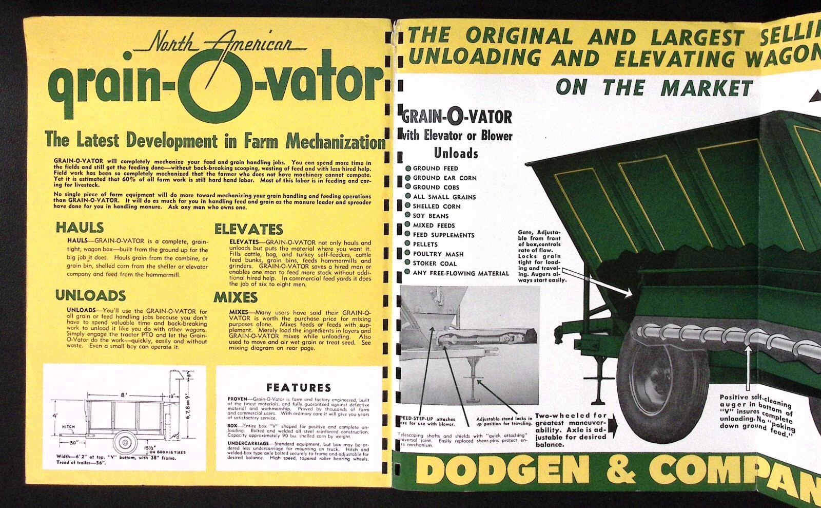 1957 North American Grain O Vator Hauls Unloads Elevates Mixes Dealer Brochure