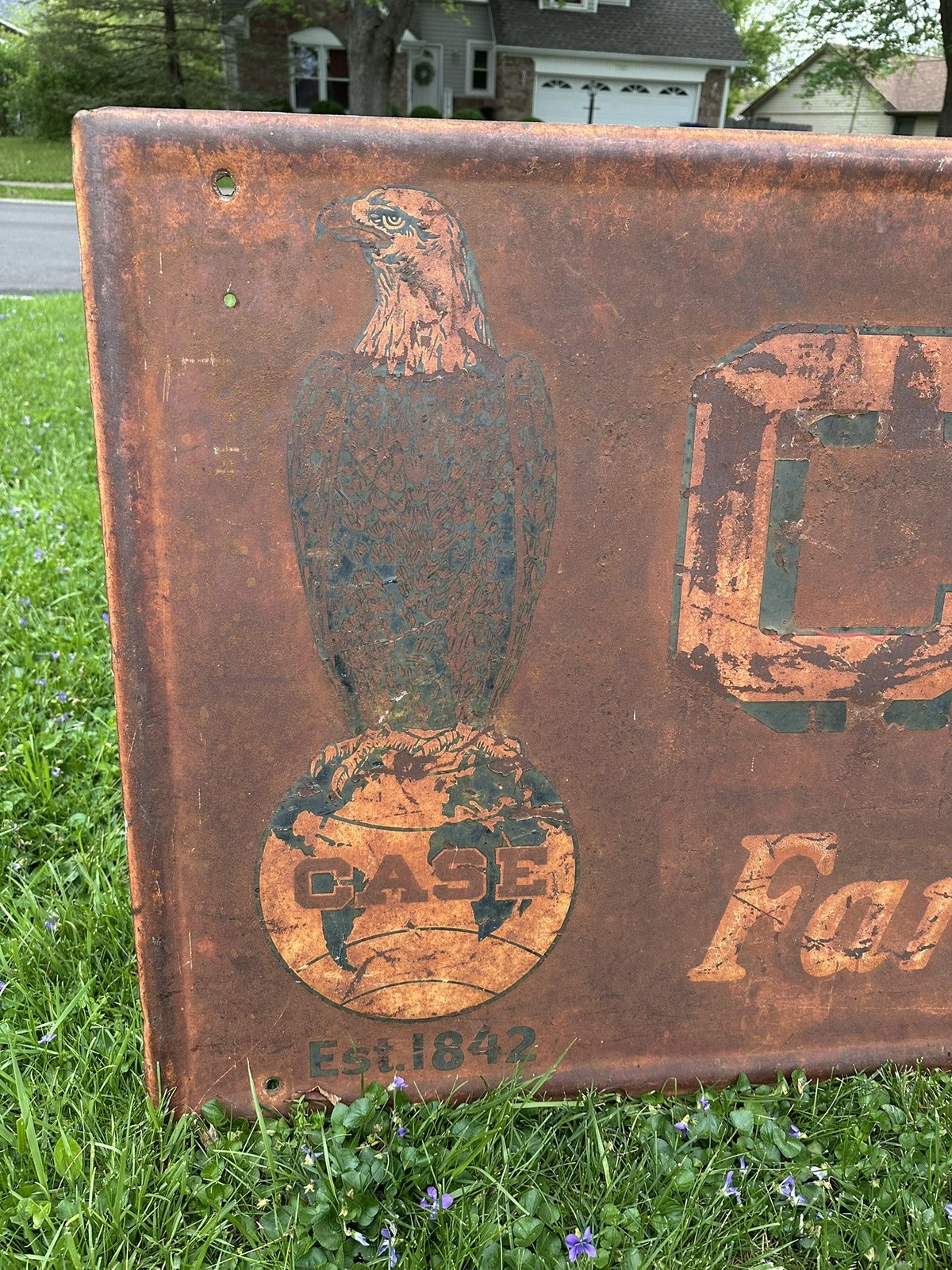 CASE Farm Machinery Sign 1920-30&rsquo;s Eagle GAS OIL SODA COLA Patina 72×30
