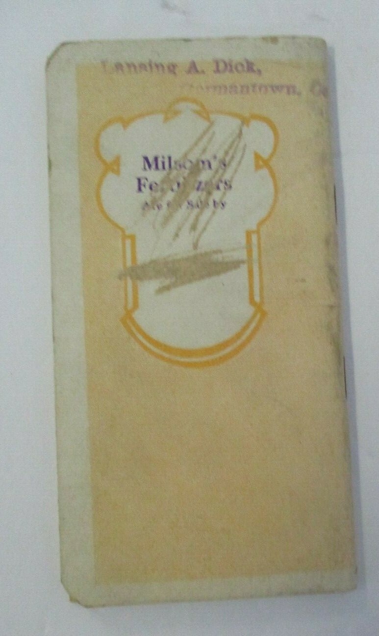 MILSOM FERTILIZERS Advertising Memo Booklet, 1914