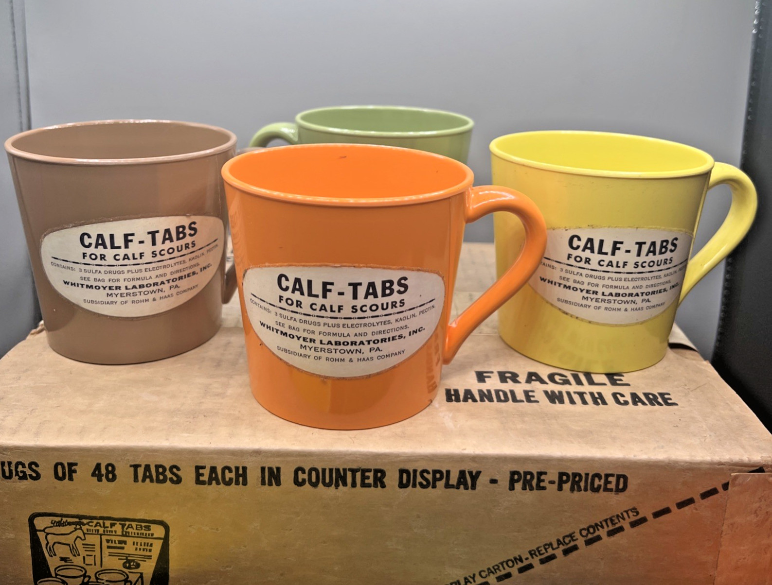 Whitmoyer Laboratories Myerstown PA Calf Scour Tabs Promotional Mug Display