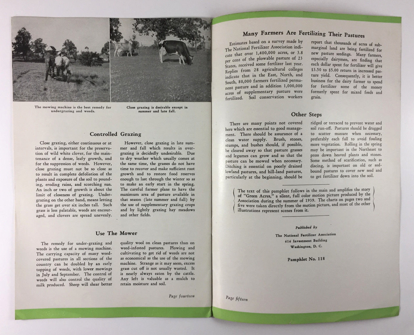 Green Acres by R H Lush Agricultural Farming Brochure National Fertilizer 1940s