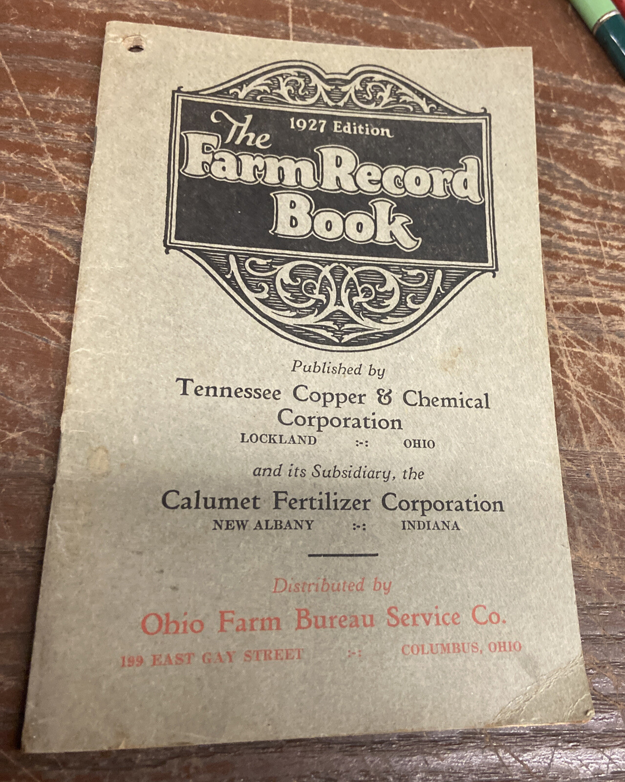 Vintage Farm Income Tax Record Book. Unused 1927. Lock land , Ohio.