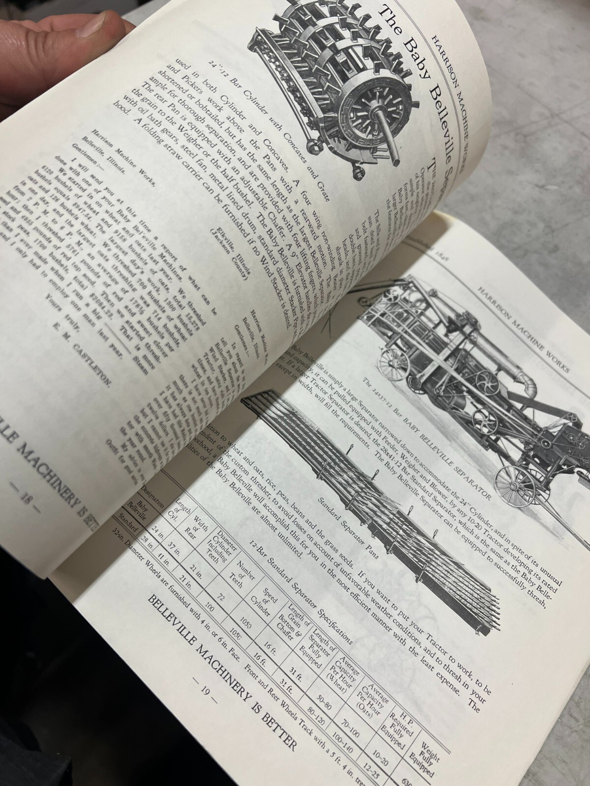 REPRINT? Belleville Threshing Machinery Company catalog Harrison machine works