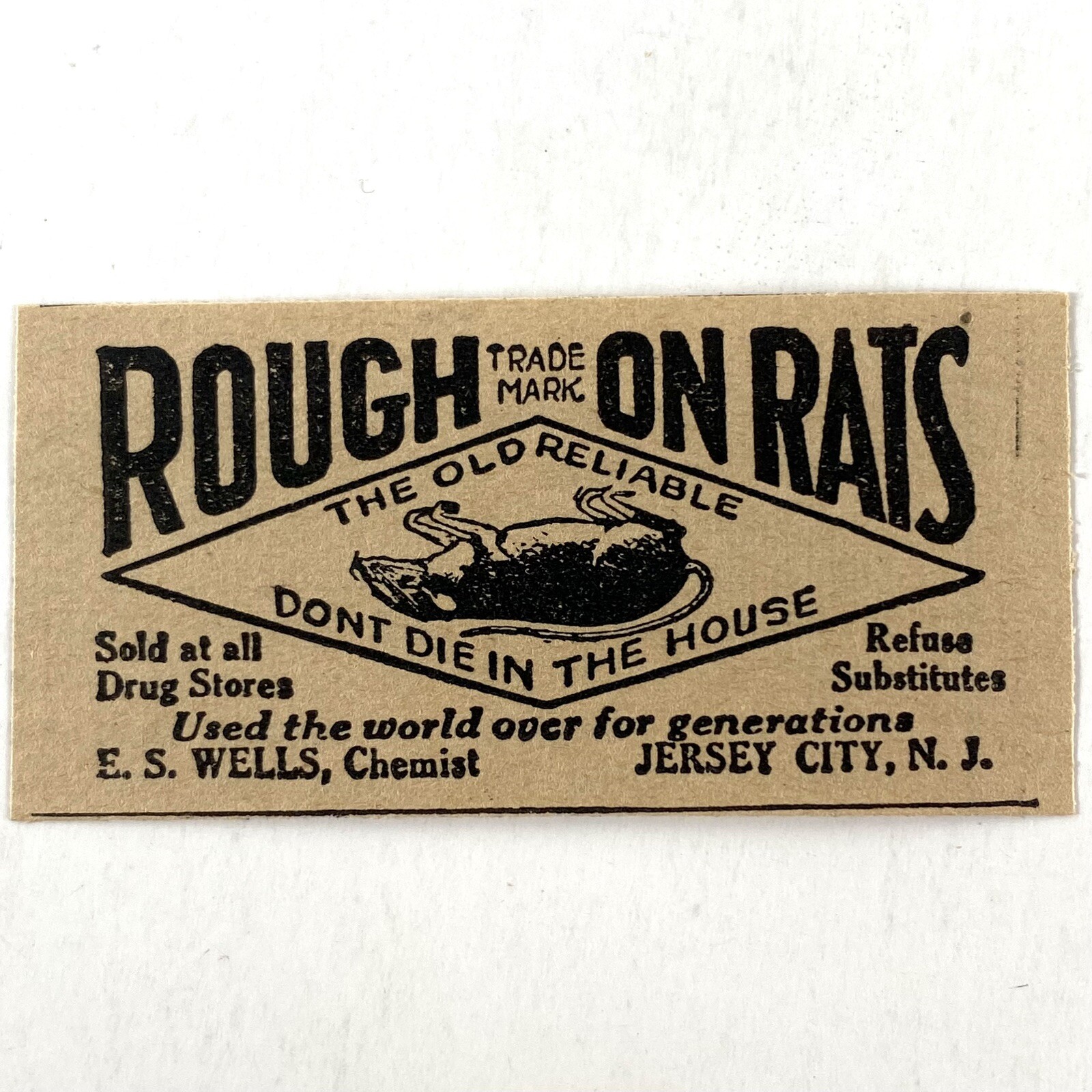 1927 Rough on Rats Vintage Magazine Print Ad Old 20s Farming Pest Control Wells